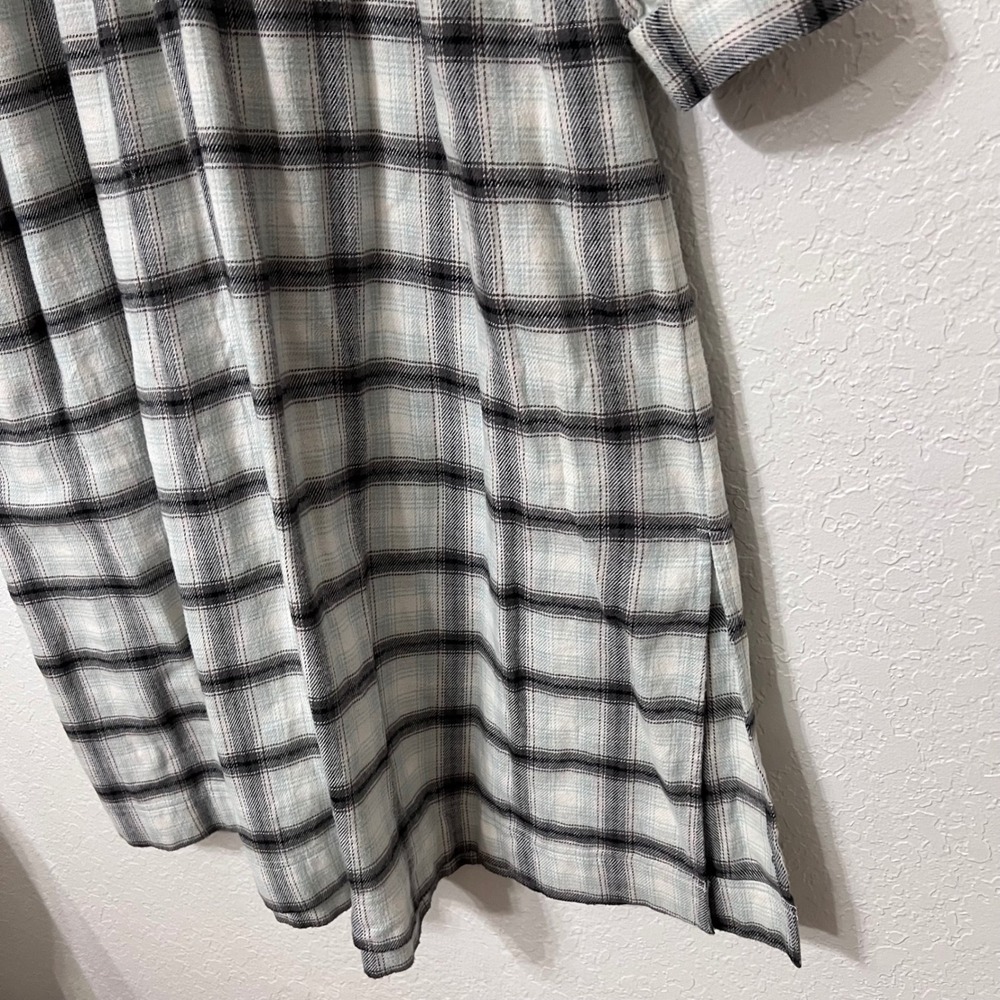 Madewell Flannel Button Front Midi Dress Long Sleeve V Neck Womens Oversized 90s - Picture 7 of 10